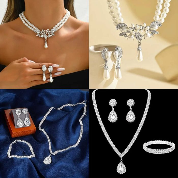 Conjuntos de "jóias" incrustrados com strass. Lindíssimos. Novos