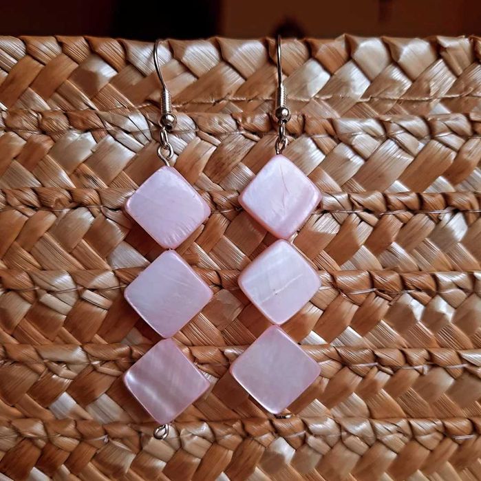Kolczyki handmade różowe nowe