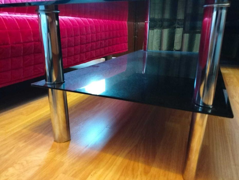 Mesa Vidro Preto Centro de Sala