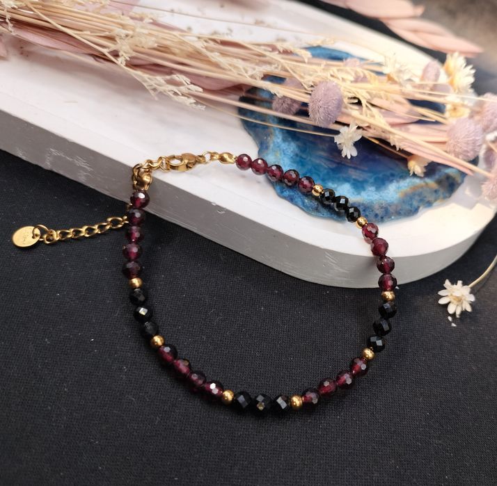 Bransoletka z turmalinem i granatem