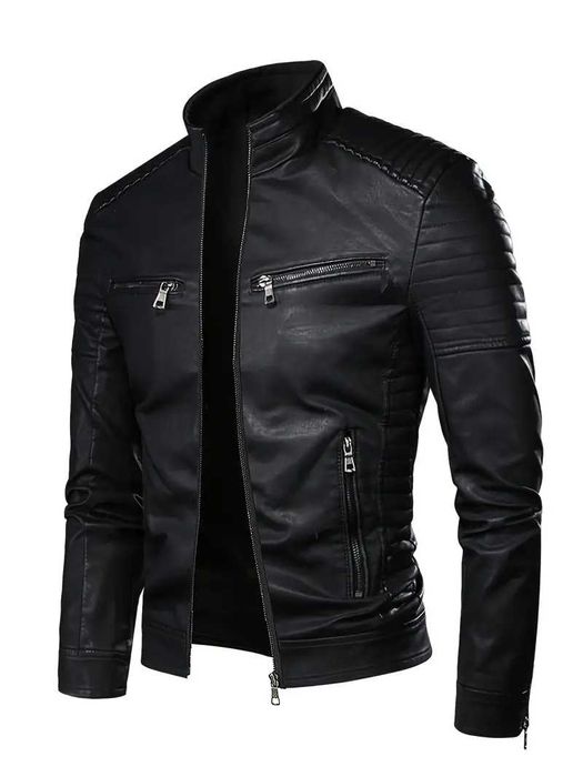 Куртка кожаная чёрная