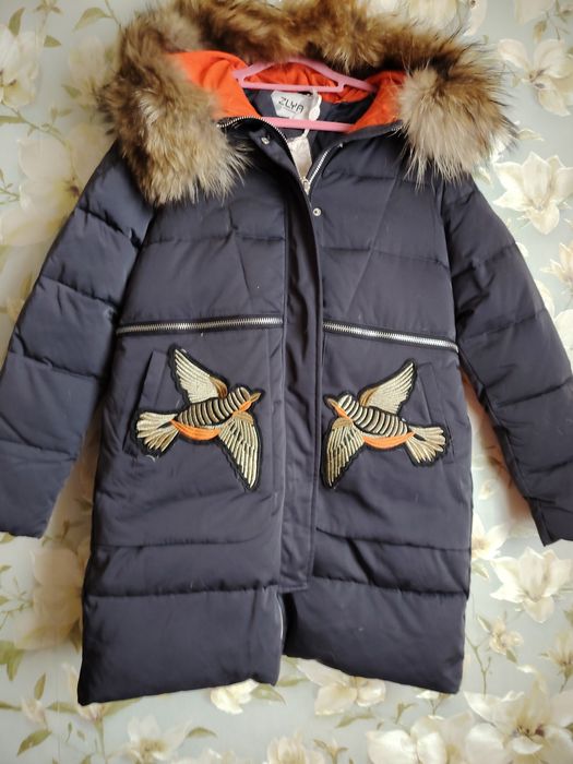 Куртка парка зима с натуральным мехом енота XL