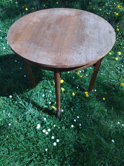 Stolik okrągły, 80 cm, PRL, drewniany
