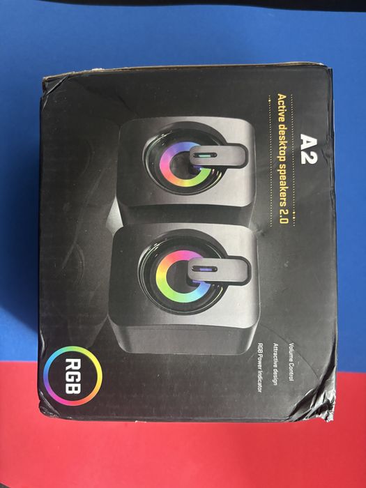 Głośniki komputerowe stereo RGB | USB + AUX 3,5 mm
