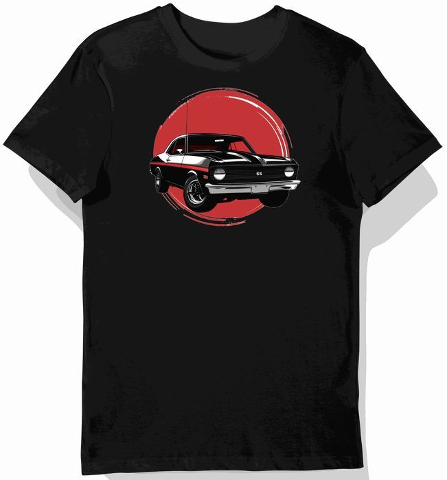 Koszulka męska czarna Wyścigowy Styl Chevrolet Nova SS XL
