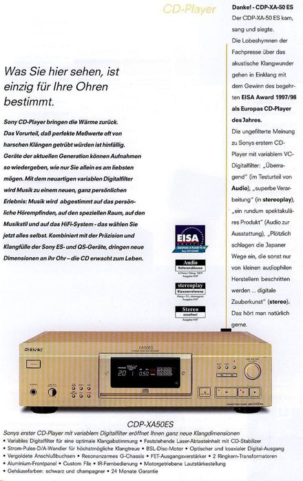 Czarny Odtwarzacz CD Sony CDP-XA50ES najwyższy model