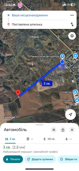 Продам фасадного пая біля рівного. Обарів