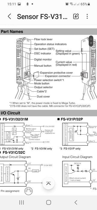 Sensor Amplificador de fibra óptica FS-V31CP