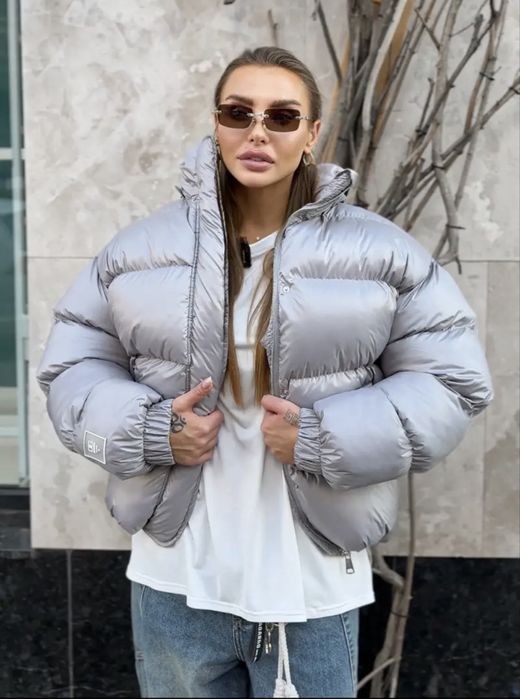 Тепла Куртка Пуффер Сіра Куртка Пуховик cher17 one by one Oliagarho
