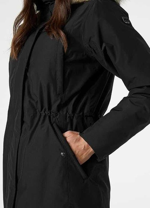 Damska Kurtka HELLY HANSEN W Irma Parka Futrzany Kołnierz Czarny L