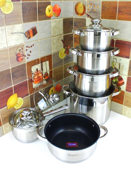 Zestaw Garnków i Patelni – 12 Elementów, Ciężkie, Eleganckie, Indukcja