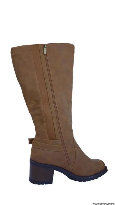 BnW Kozaki ze skóry eko na zamek słupek 6 cm