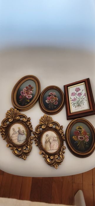 Quadros pintura mão e 2 em seda