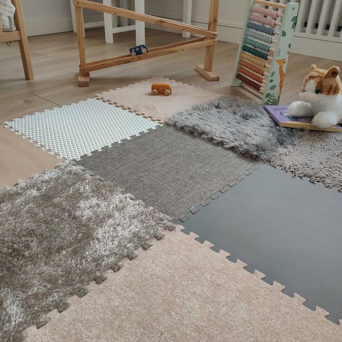 Mata sensoryczna, puzzle dywanowe SENSORY szaro-beżowy LISKISKI