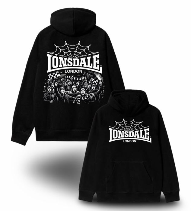 Худи Lonsdale London Fight Logo черное лонсдей кофта толстовка