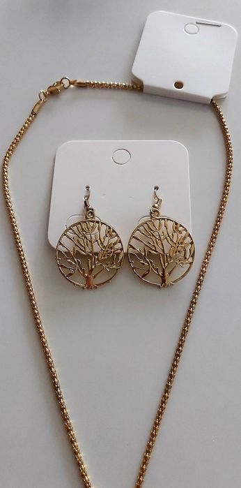Conjunto, colar e brincos, com a árvore da vida