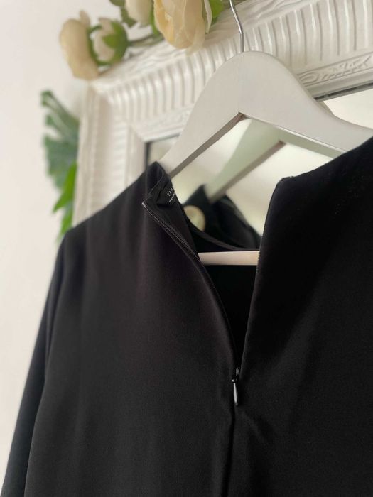 Zara bluzka czarna elegancka perłowe kremowe guziki rękaw 3/4 S 36