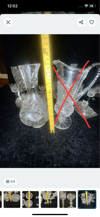 Ваза графин кувшин  рюмки конфетница резной хрусталь Чехия