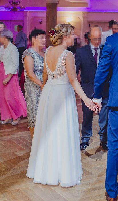 Suknia ślubna zwiewna tiulowa biała Margaret M/L