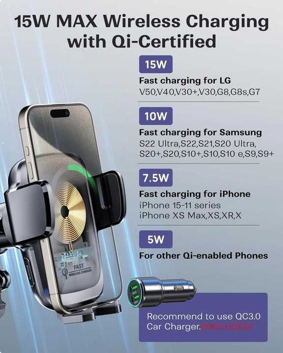 Uchwyt do samochodu z ładowarką indukcyjną kpon 15 w xo5s.