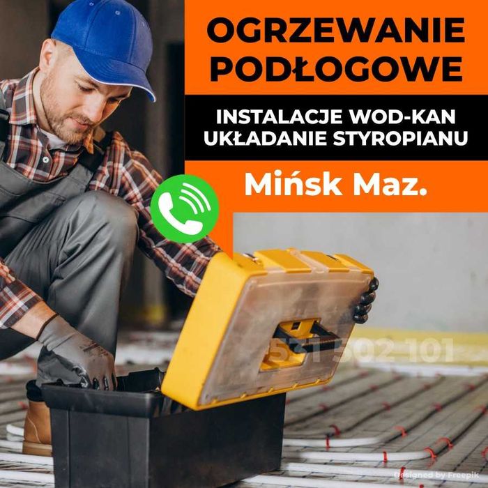 Ogrzewanie podłogowe, styropian, Instalacje wod-kan