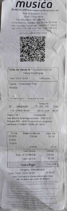 Boss Katana 50 Gen3-Novo modelo- 2h de uso) – Fatura/Garantia 3A