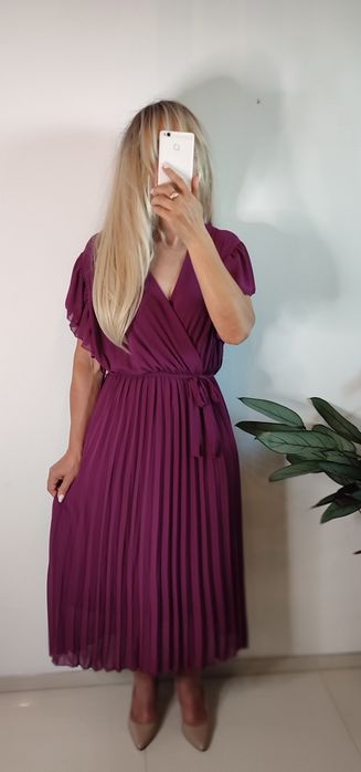 Sukienka plus size 44 46 amarantowa