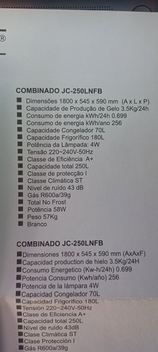 Frigorifico combinado Jocel426078266993551366