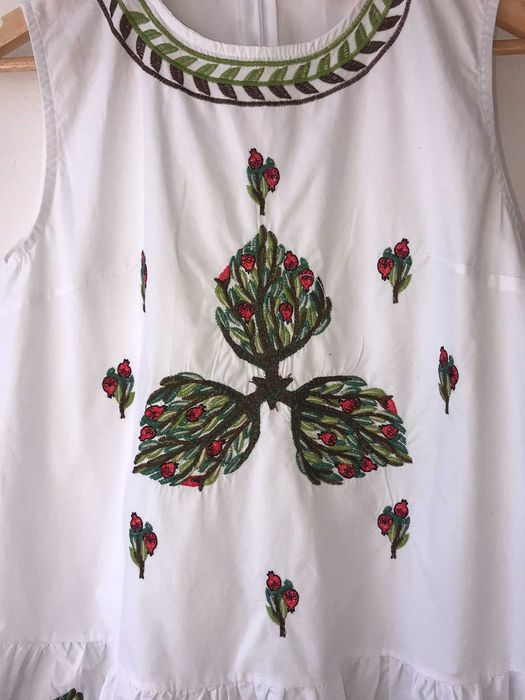 Biała bluzka tunika Y&M L 40 12 retro hippie vintage boho festiwal 60s