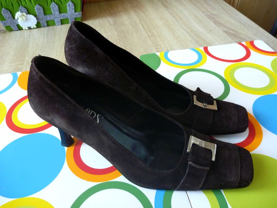 Brązowe czółenka ze skóry naturalnej LAN-KARS - 39