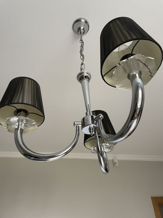 Żyrandol glamour, czarny z kryształami