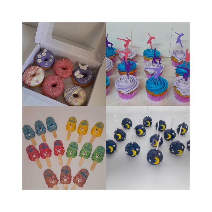 Bolos para festas e doces.