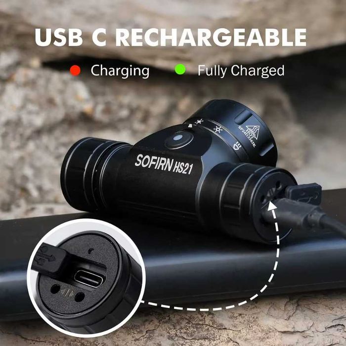 SOFIRN HS21\SFT40-2200lm-230m\RED-light\IP66\USB-C\в комплекті з АКБ