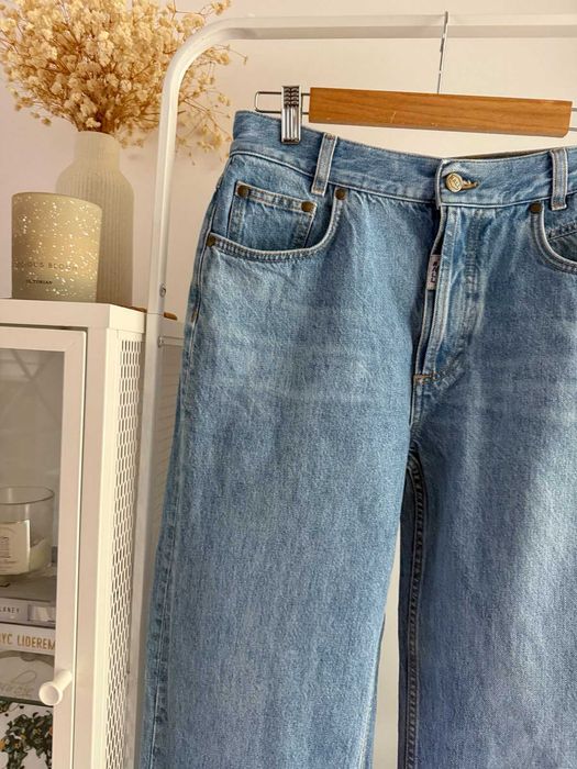 Jeansy BALL postrzępionym dołem a'la vintage 100% cotton high waist 29/32 Baserena jeans