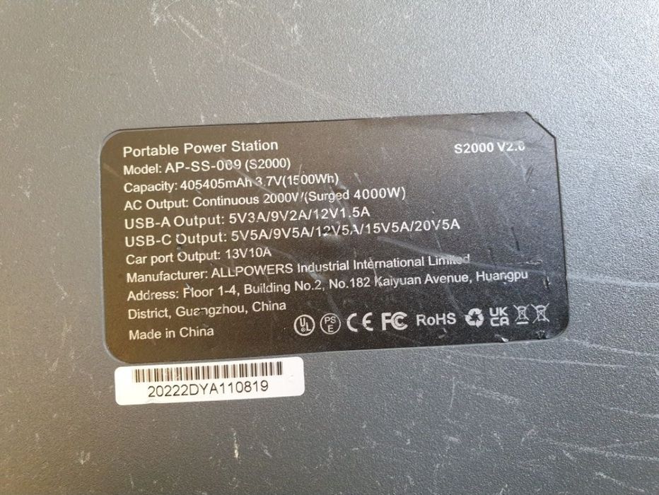 Stacja zasilania ALLPOWERS S2000 o mocy 2000W/4000W