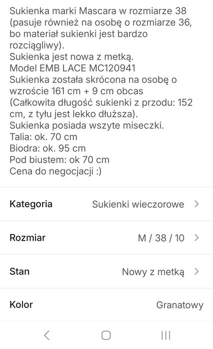 Sukienka Mascara 38/M, studniówka,wesele, bal