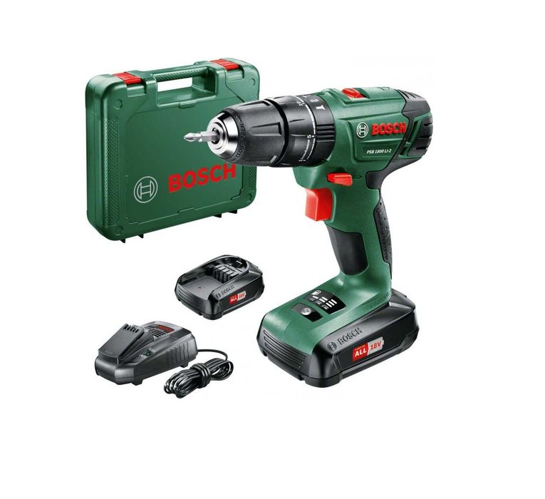 BOSCH PSB 1800 LI-2 Akumulatorowa UDAROWA wiertarko-wkrętarka 2x1,5Ah ładowarka walizka