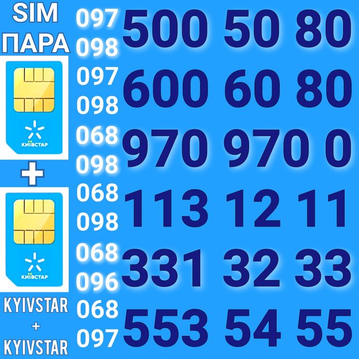 Ціна за 2 sim: Kyivstar +Kyivstar! Пара номерів для бізнесу або сім'ї!