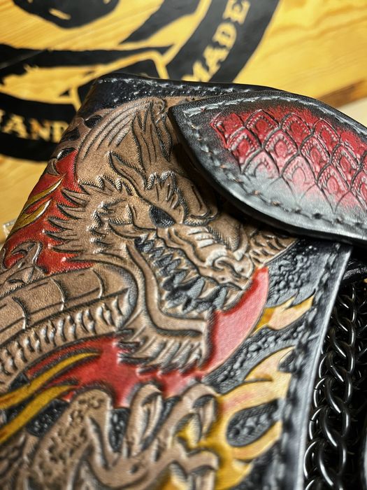 Portfel hand made motocyklowy z łańcuchem