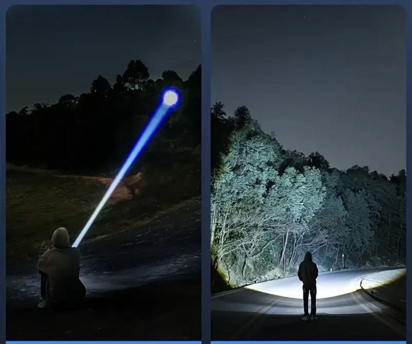 Lanterna Tática LED Profissional - Zoom Telescópico e Display Digital