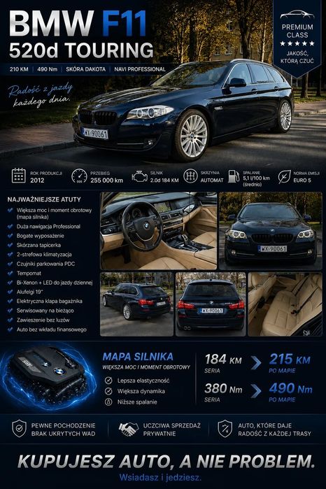 BMW Seria 5 BMW F11 2.0 D N47 Po Mapie