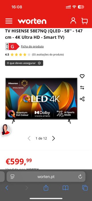 Smart tv hisense 58” QLED / oferta suporte parede