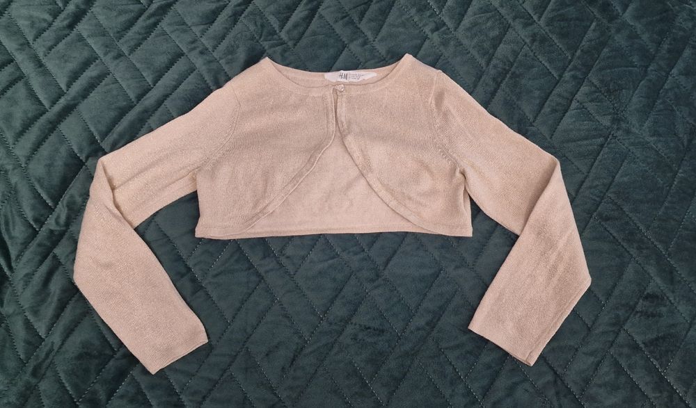 Bolerko sweterek złoty dziewczęcy H&M 134 140