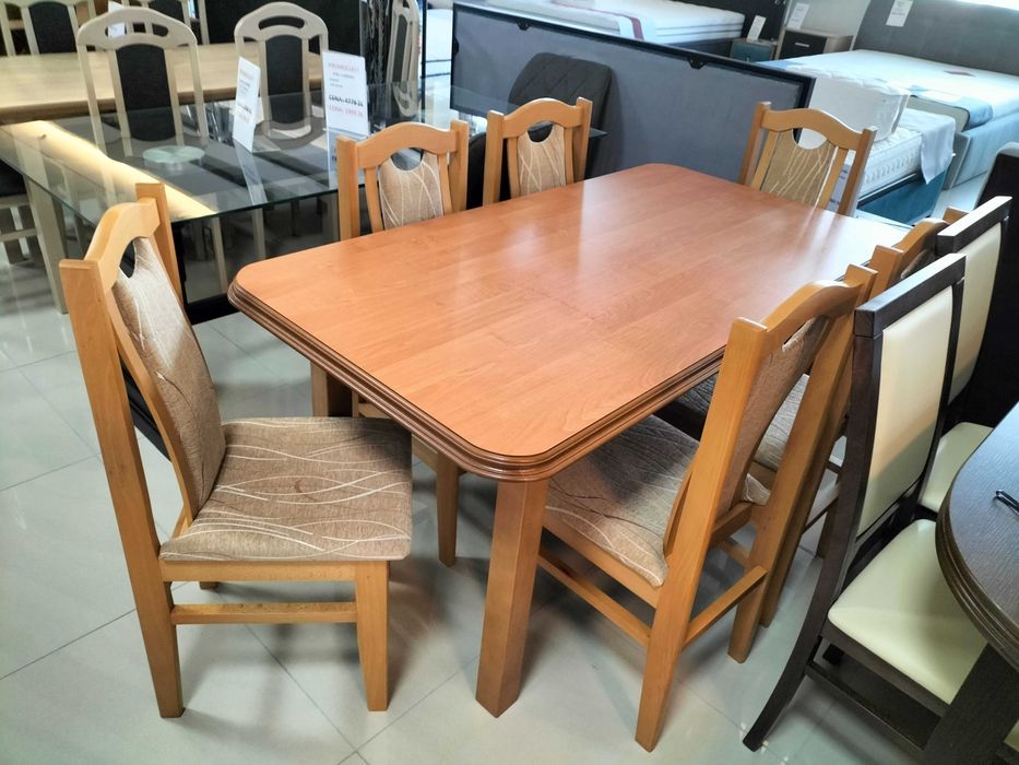 (126WN) Stół rozkładany olcha  + 6 krzeseł, wyprzedaż 799 zł