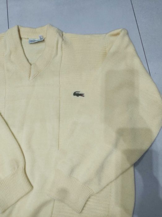Lacoste Made in France sweter w serek unisex oversize