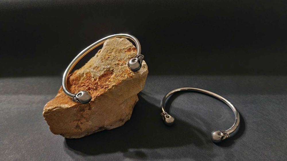 Pulseira masculina bracelet caveiras aço inoxidável 316L motard
