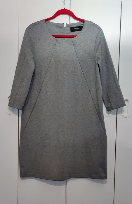 Szara sukienka z kieszeniami, rozmiar XL