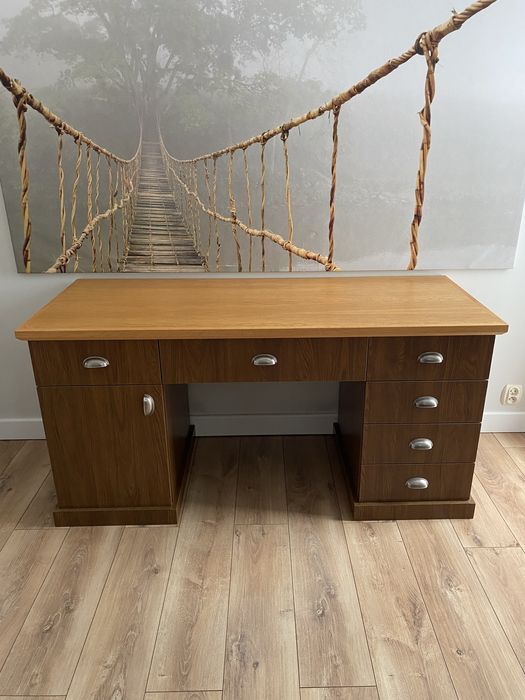 Solidne Biurko (od stolarza)/Ciężkie– dębowy blat, stan idealny