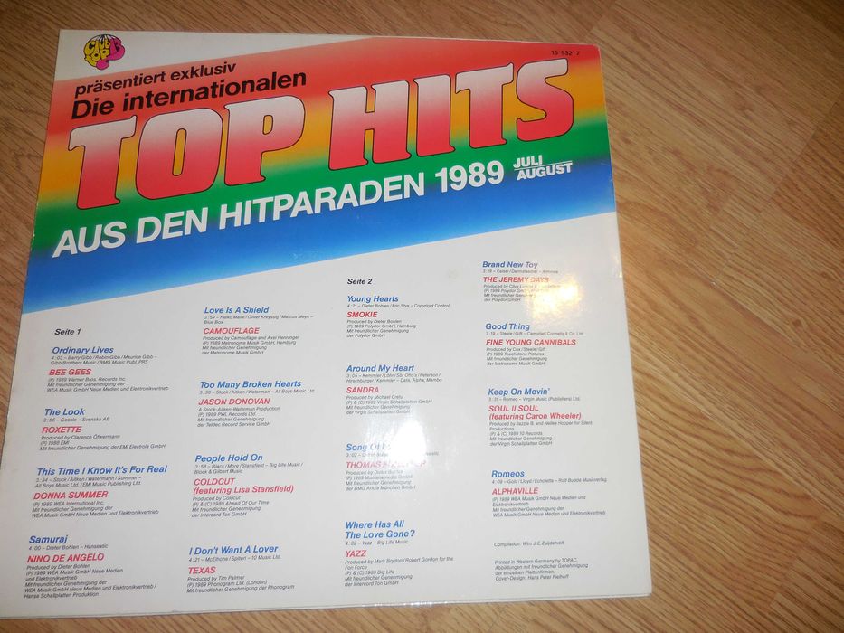 VA TOP HITS 89' - Sandra - Roxette - Alphaville - Bee Gees - Jason Donovan..--LP--