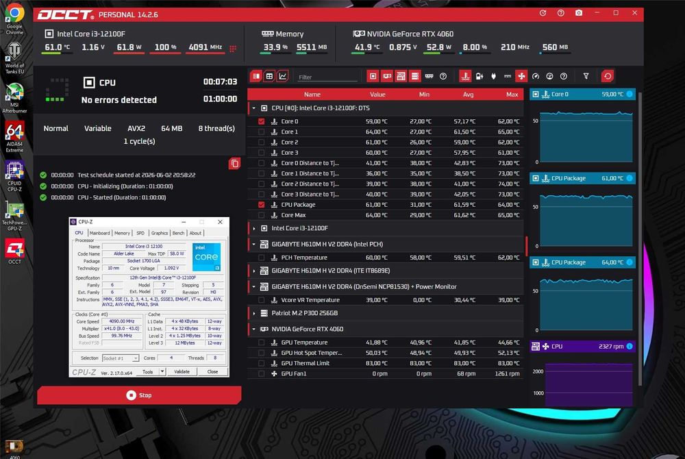 ПК RTX4060/ i3-12100f/ H610/ 16Gb DDR4/ M.2 игровой компьютер s-1700 Intel